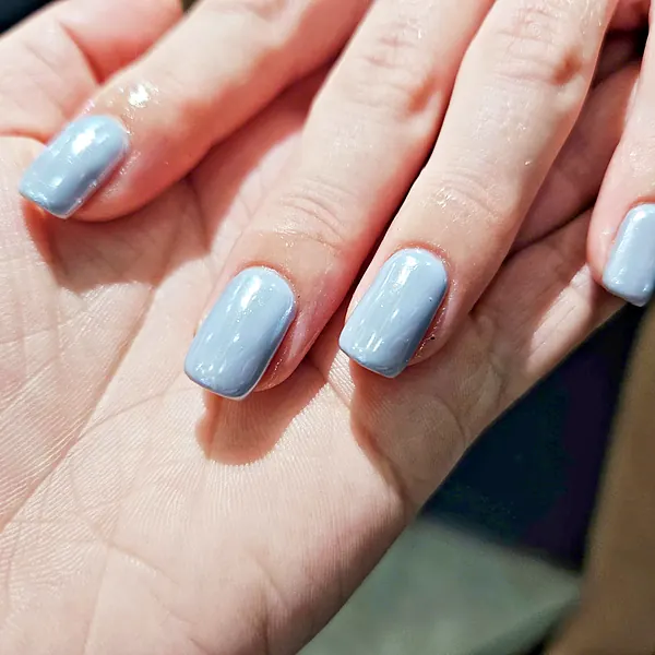 Blue-grey gel nails by Sandy Hill Spa