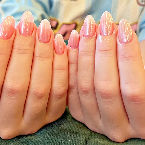 Pink ombré almond nails by Sandy Hill Spa